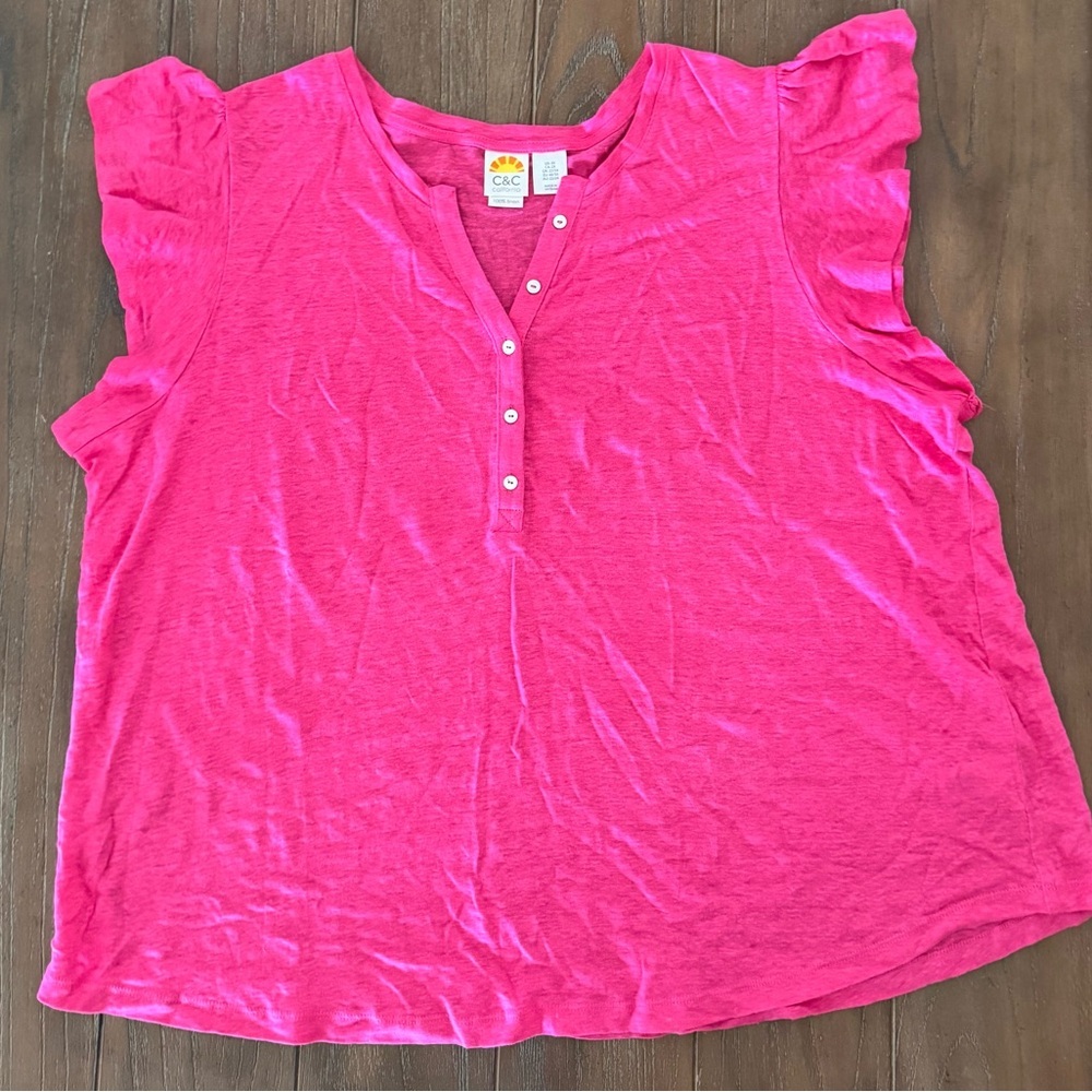 C&C California Fuchsia Button-Front Blouse